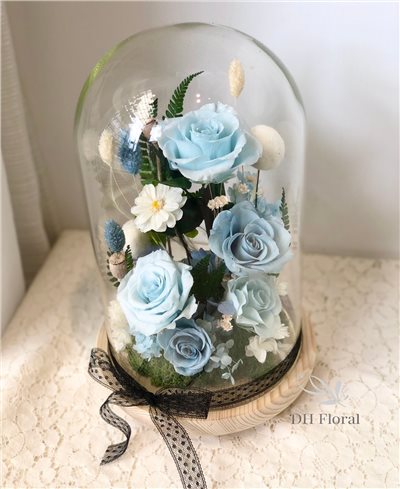 藍色愛戀永生花盅